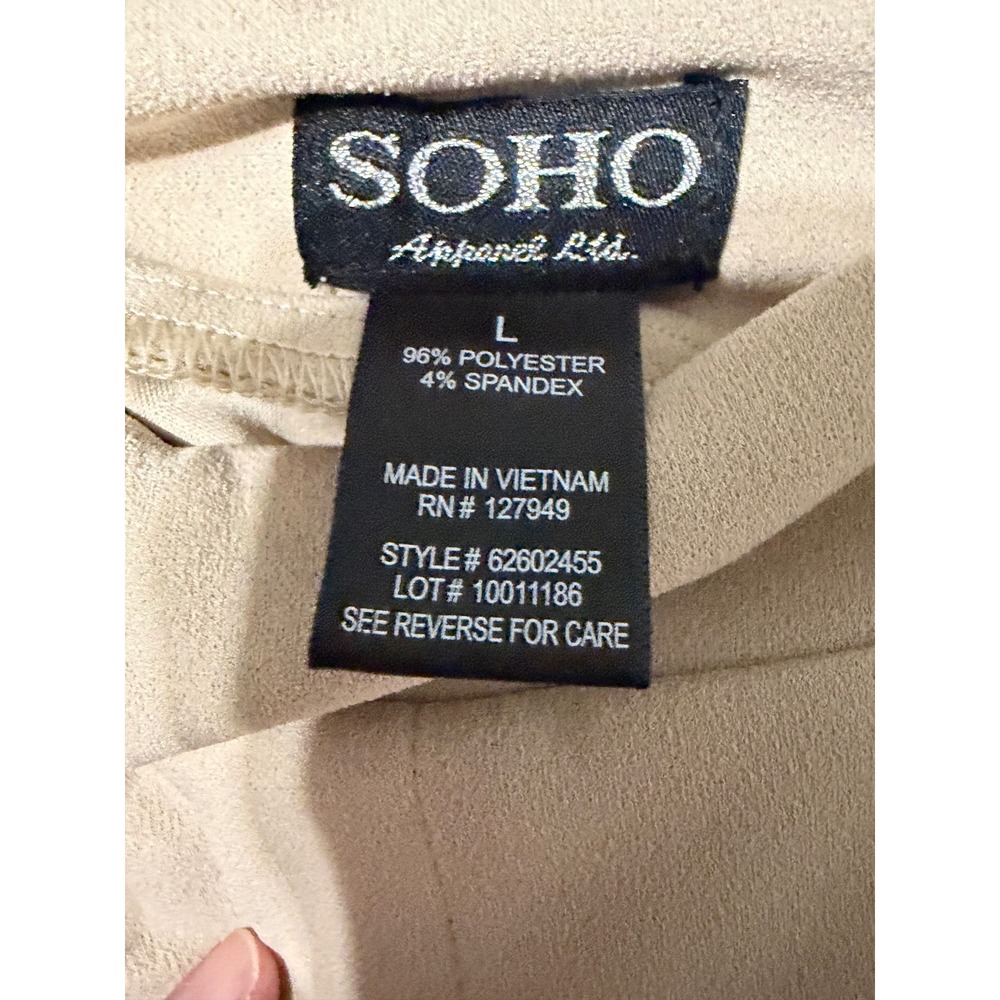 SOHO Apparel Ltd Womens Beige High Waisted Wide Leg Pleated Trousers Size Large - Picture 4 of 4